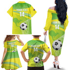 Custom Australia Soccer 2026 Family Matching Off The Shoulder Long Sleeve Dress and Hawaiian Shirt Come On Matildas