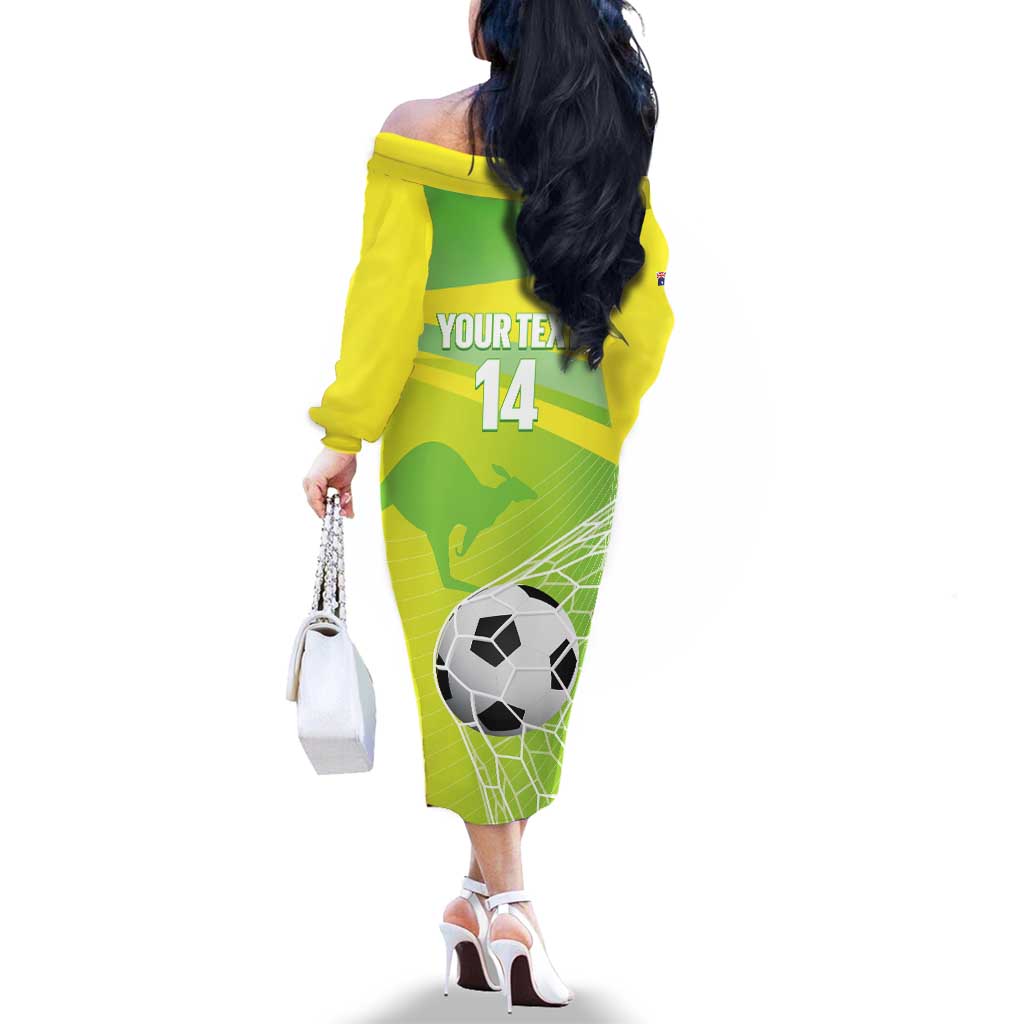 Custom Australia Soccer 2026 Family Matching Off The Shoulder Long Sleeve Dress and Hawaiian Shirt Come On Matildas