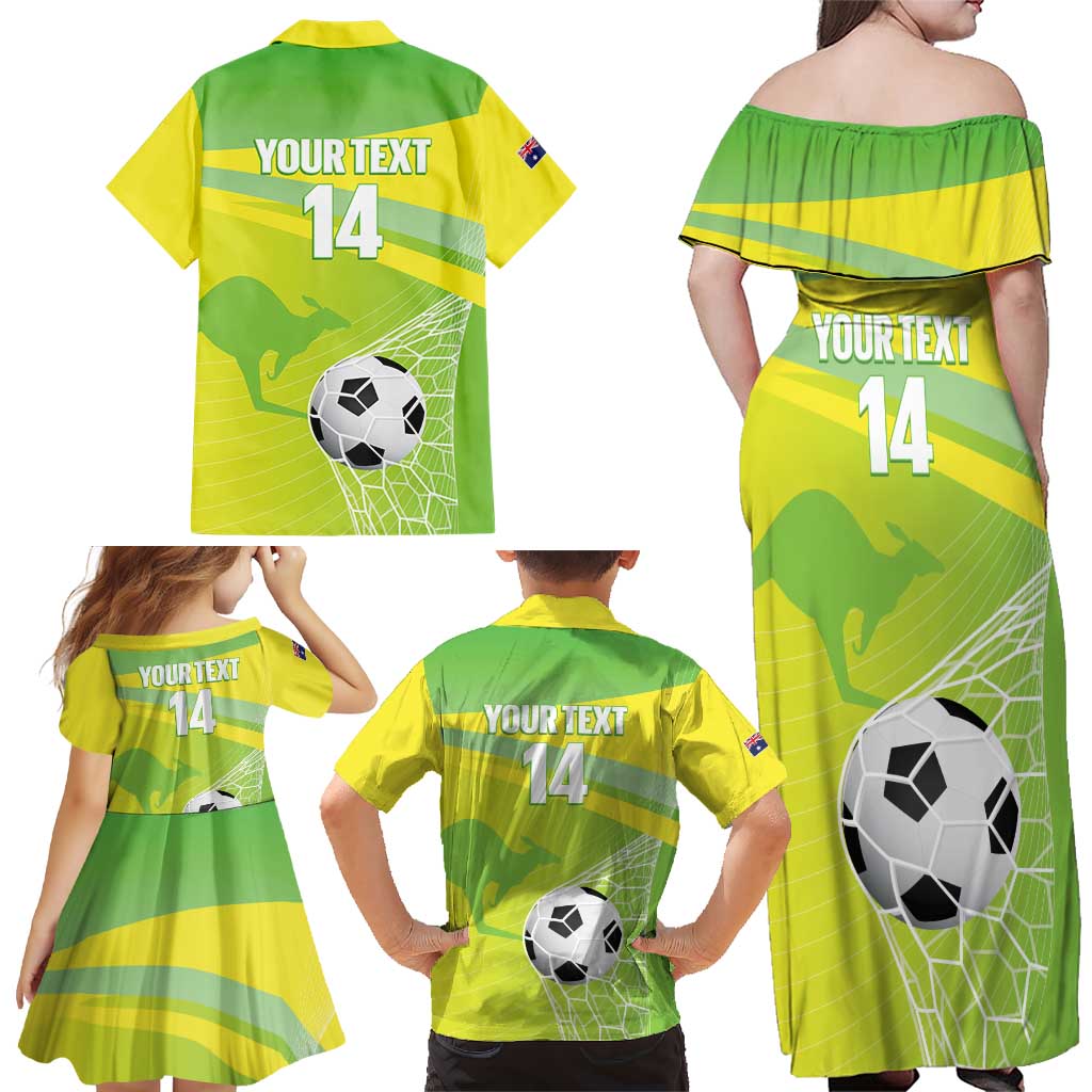 Custom Australia Soccer 2026 Family Matching Off Shoulder Maxi Dress and Hawaiian Shirt Come On Matildas