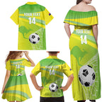 Custom Australia Soccer 2026 Family Matching Off Shoulder Maxi Dress and Hawaiian Shirt Come On Matildas