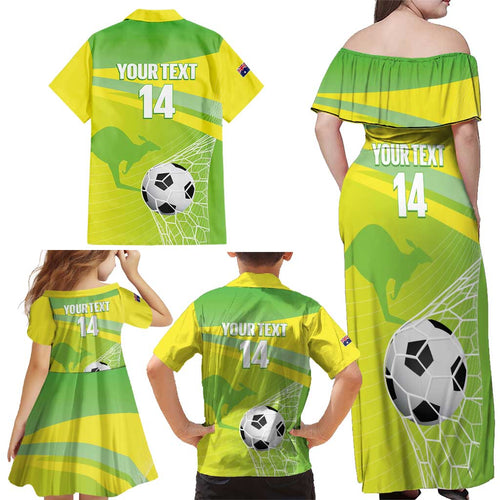 Custom Australia Soccer 2026 Family Matching Off Shoulder Maxi Dress and Hawaiian Shirt Come On Matildas