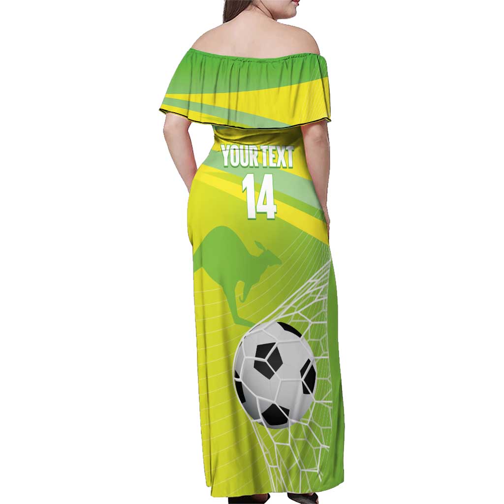 Custom Australia Soccer 2026 Family Matching Off Shoulder Maxi Dress and Hawaiian Shirt Come On Matildas