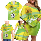 Custom Australia Soccer 2026 Family Matching Off Shoulder Short Dress and Hawaiian Shirt Come On Matildas
