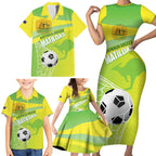 Custom Australia Soccer 2026 Family Matching Short Sleeve Bodycon Dress and Hawaiian Shirt Come On Matildas