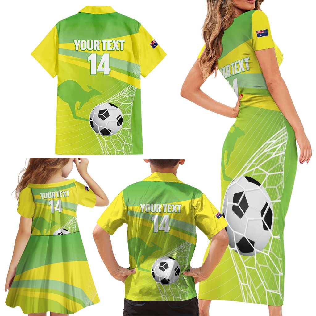Custom Australia Soccer 2026 Family Matching Short Sleeve Bodycon Dress and Hawaiian Shirt Come On Matildas