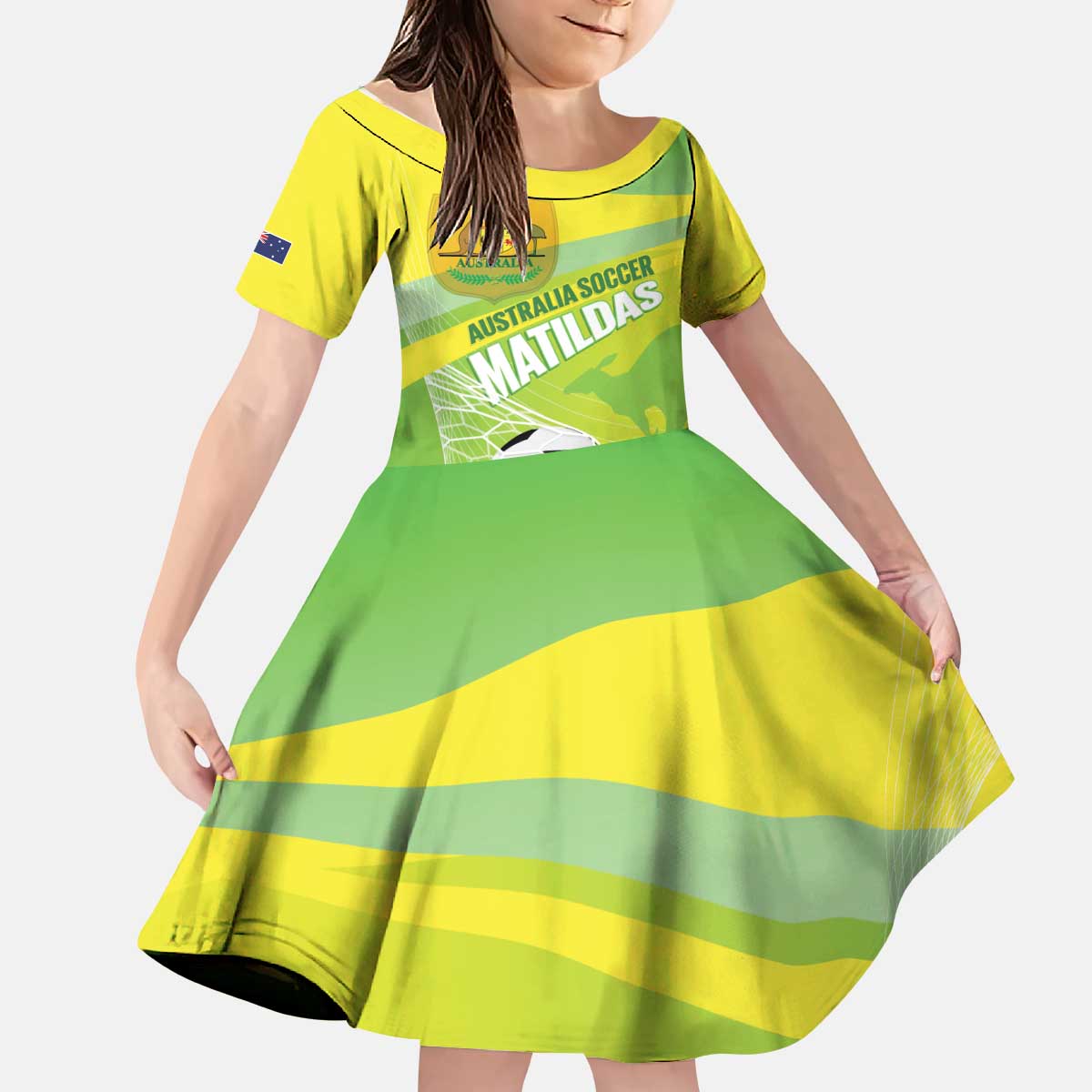 Custom Australia Soccer 2026 Kid Short Sleeve Dress Come On Matildas