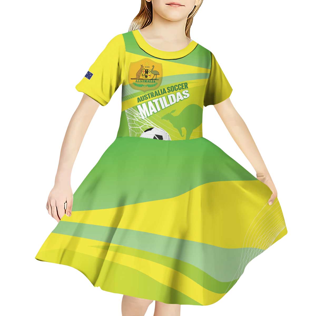 Custom Australia Soccer 2026 Kid Short Sleeve Dress Come On Matildas