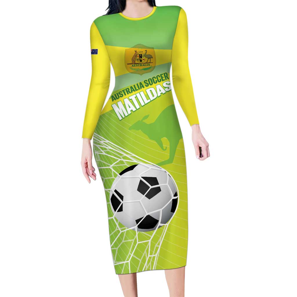 Custom Australia Soccer 2026 Long Sleeve Bodycon Dress Come On Matildas