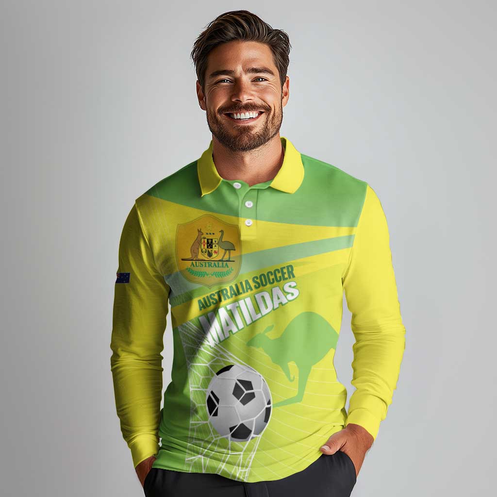 Custom Australia Soccer 2026 Long Sleeve Polo Shirt Come On Matildas