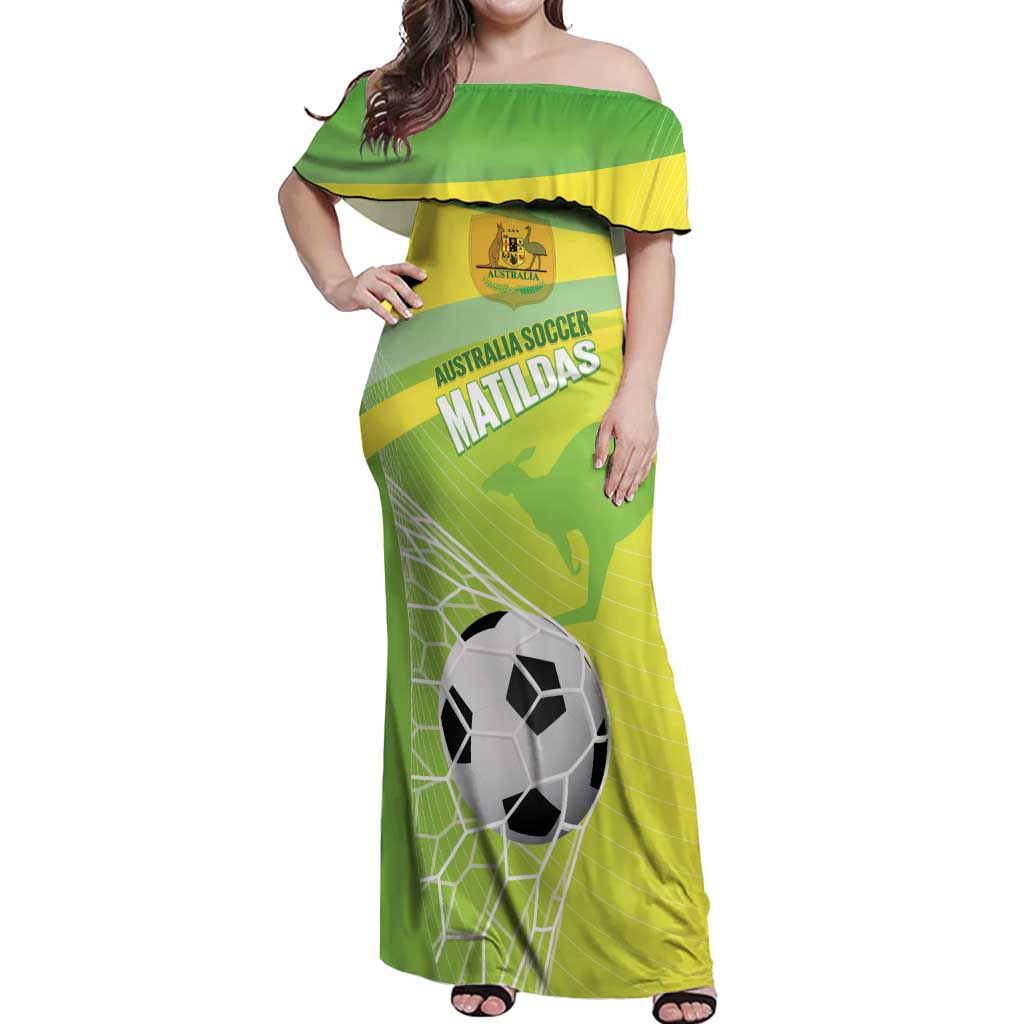 Custom Australia Soccer 2026 Off Shoulder Maxi Dress Come On Matildas