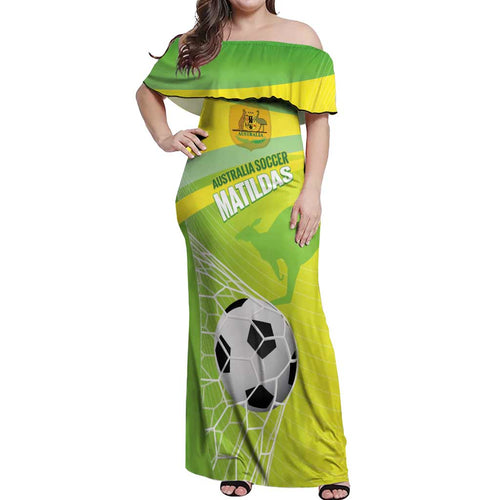 Custom Australia Soccer 2026 Off Shoulder Maxi Dress Come On Matildas