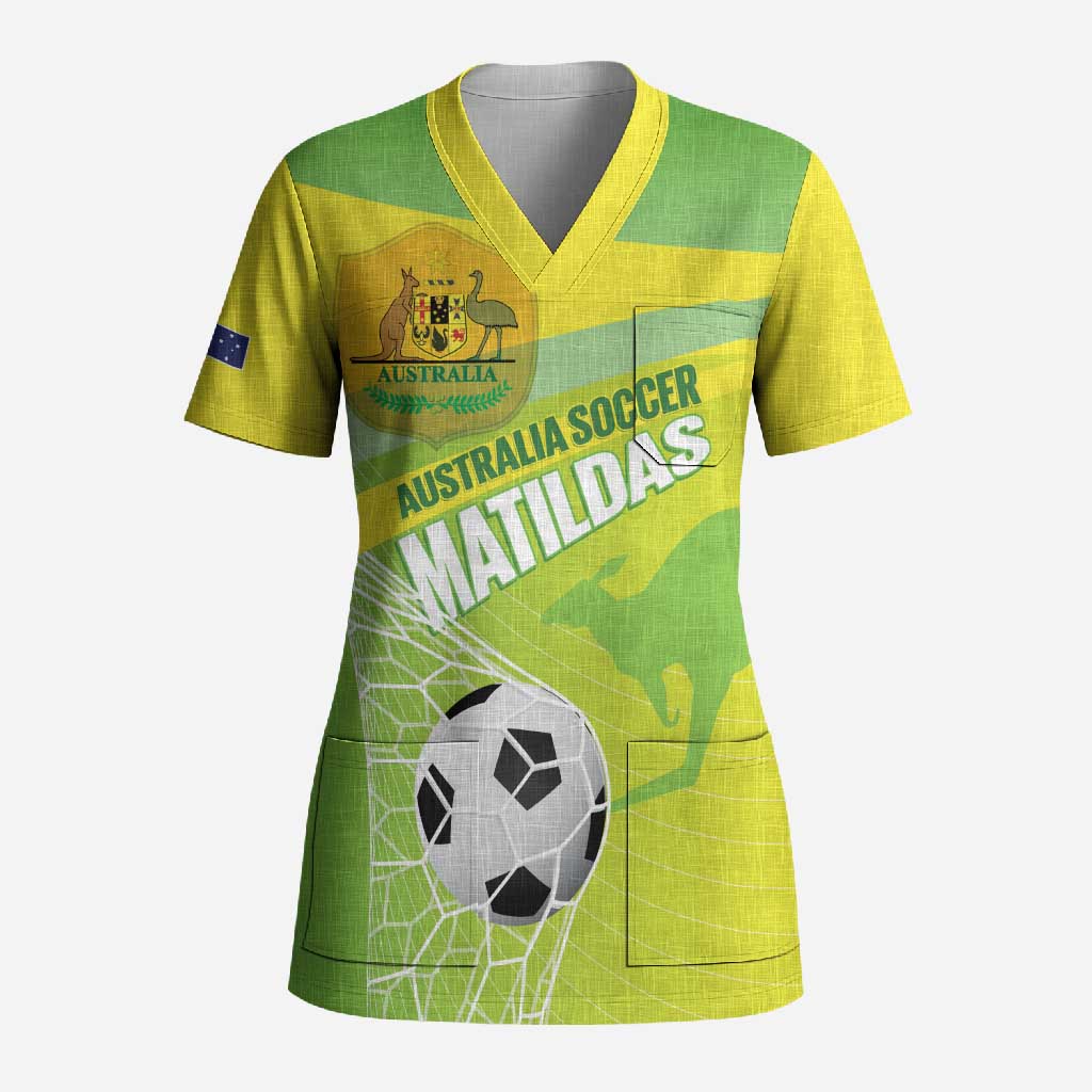 Custom Australia Soccer 2026 Scrub Top Come On Matildas