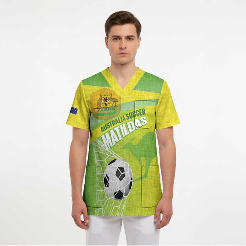 Custom Australia Soccer 2026 Scrub Top Come On Matildas