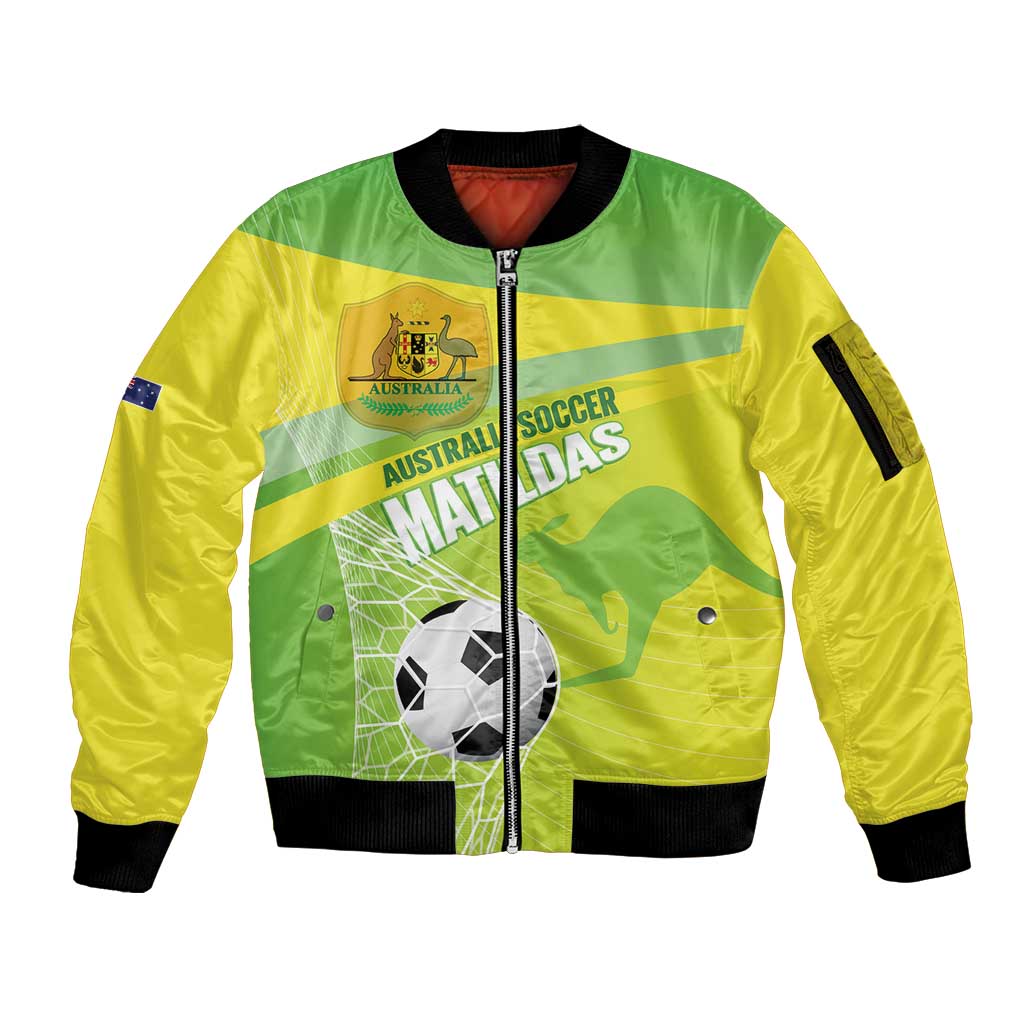 Custom Australia Soccer 2026 Sleeve Zip Bomber Jacket Come On Matildas