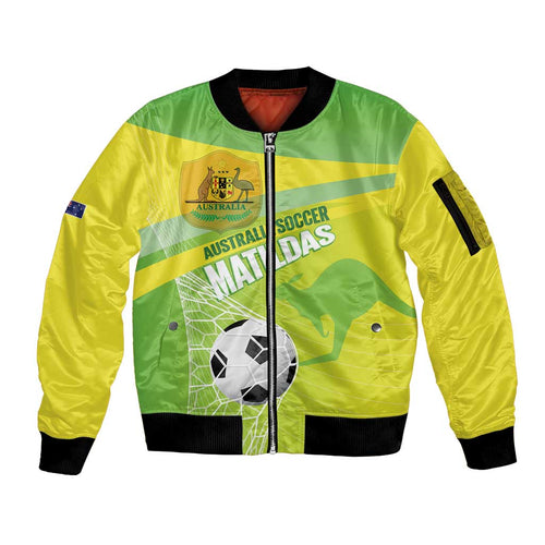 Custom Australia Soccer 2026 Sleeve Zip Bomber Jacket Come On Matildas