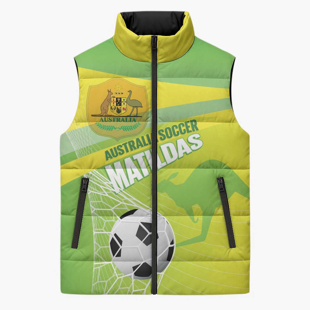 Custom Australia Soccer 2026 Sleeveless Puffer Jacket Come On Matildas