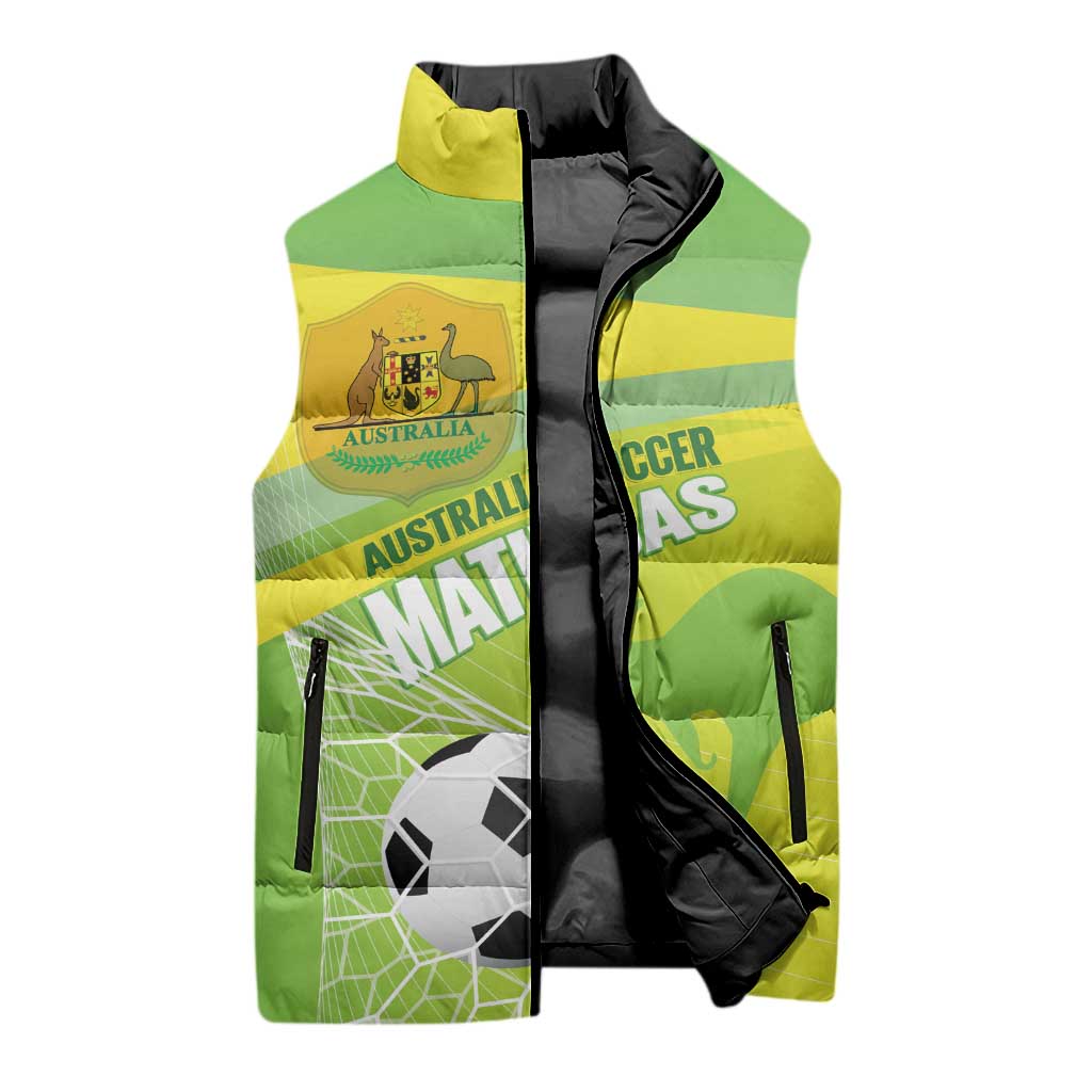 Custom Australia Soccer 2026 Sleeveless Puffer Jacket Come On Matildas