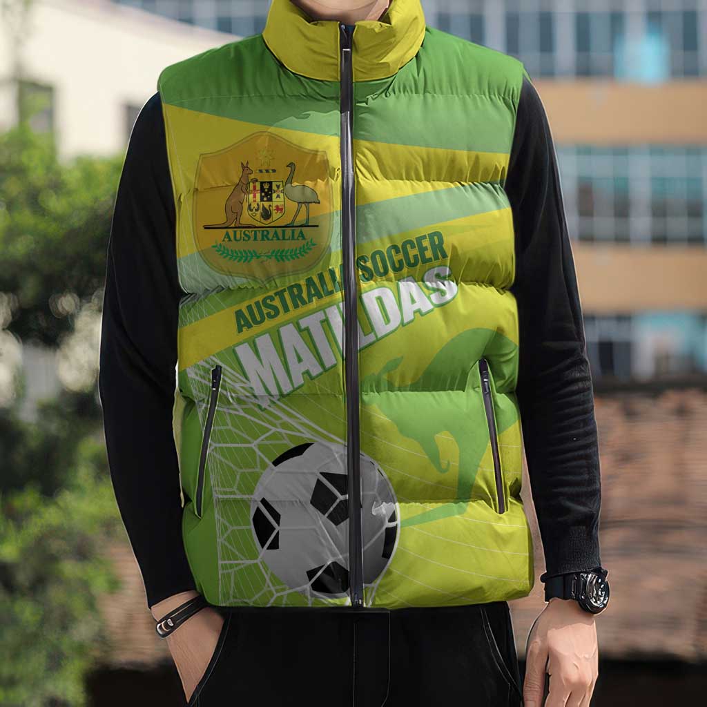 Custom Australia Soccer 2026 Sleeveless Puffer Jacket Come On Matildas