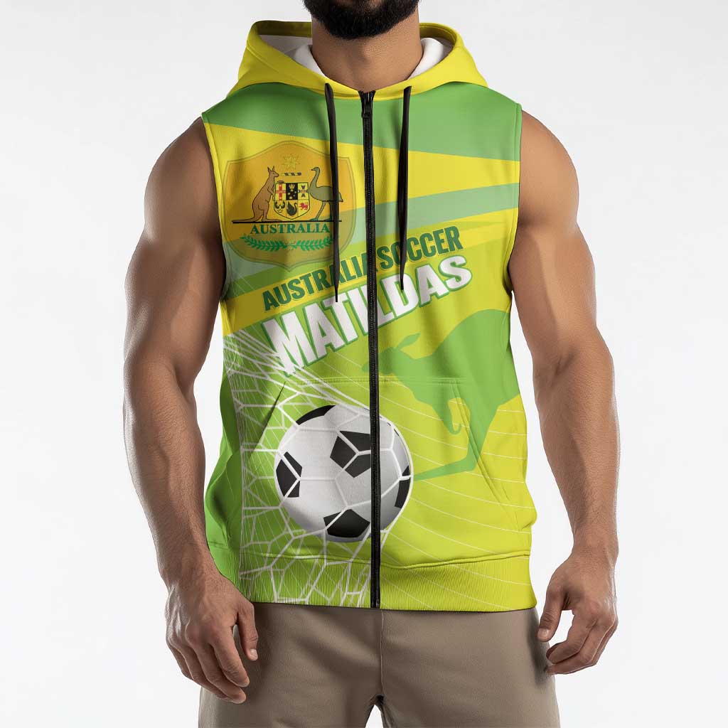 Custom Australia Soccer 2026 Sleeveless Zip Hoodie Come On Matildas