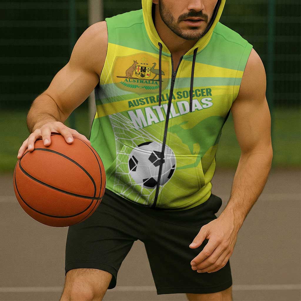 Custom Australia Soccer 2026 Sleeveless Zip Hoodie Come On Matildas