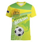 Custom Australia Soccer 2026 Women V-Neck T-Shirt Come On Matildas