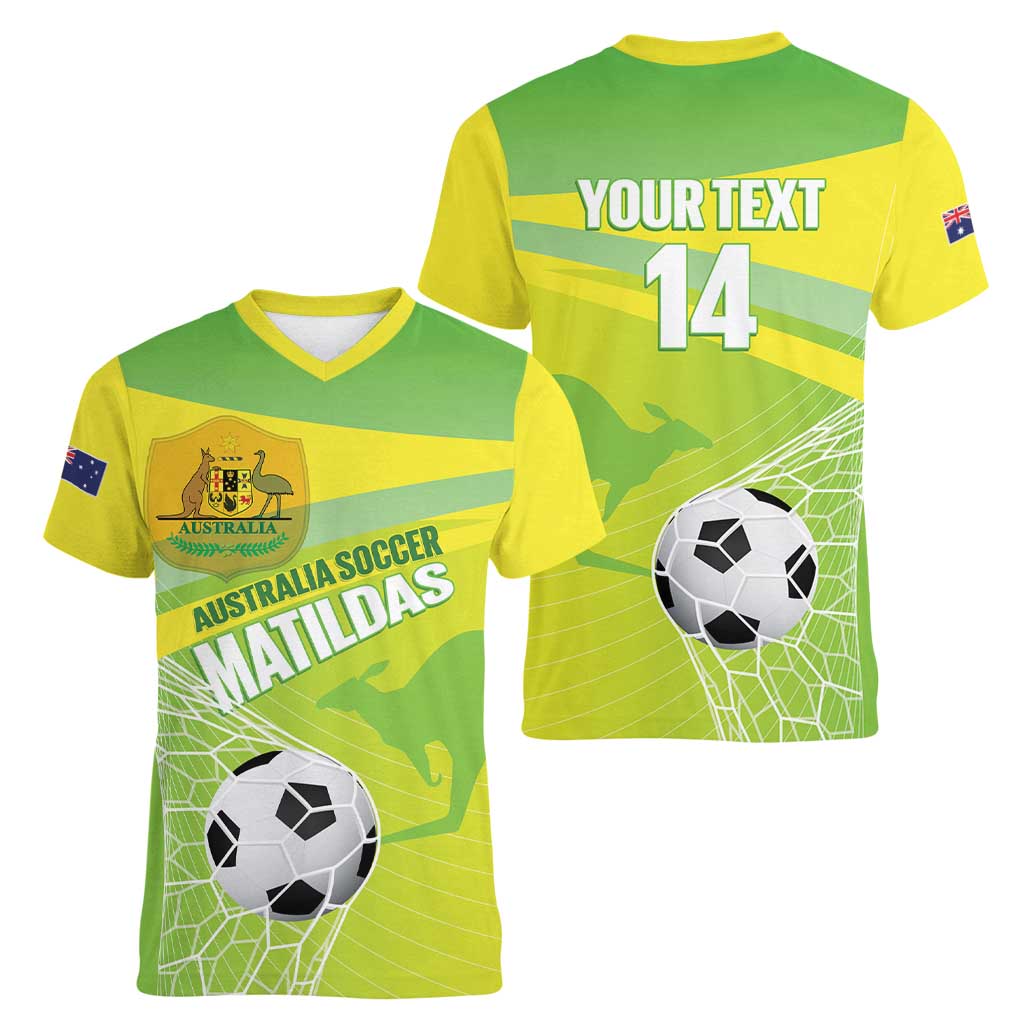 Custom Australia Soccer 2026 Women V-Neck T-Shirt Come On Matildas