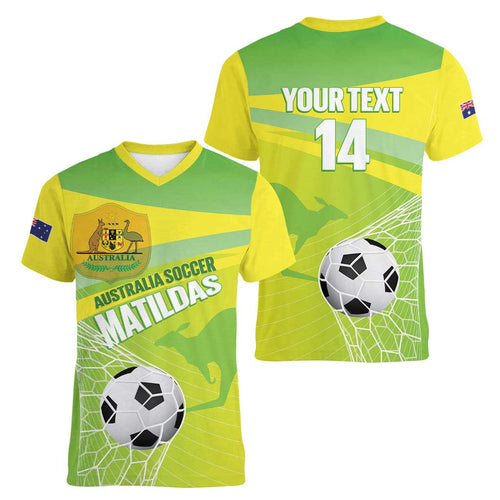 Custom Australia Soccer 2026 Women V-Neck T-Shirt Come On Matildas