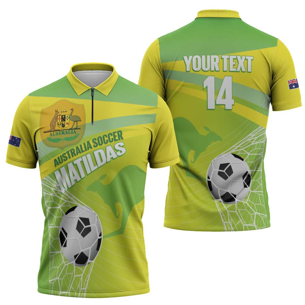 Custom Australia Soccer 2026 Zipper Polo Shirt Come On Matildas