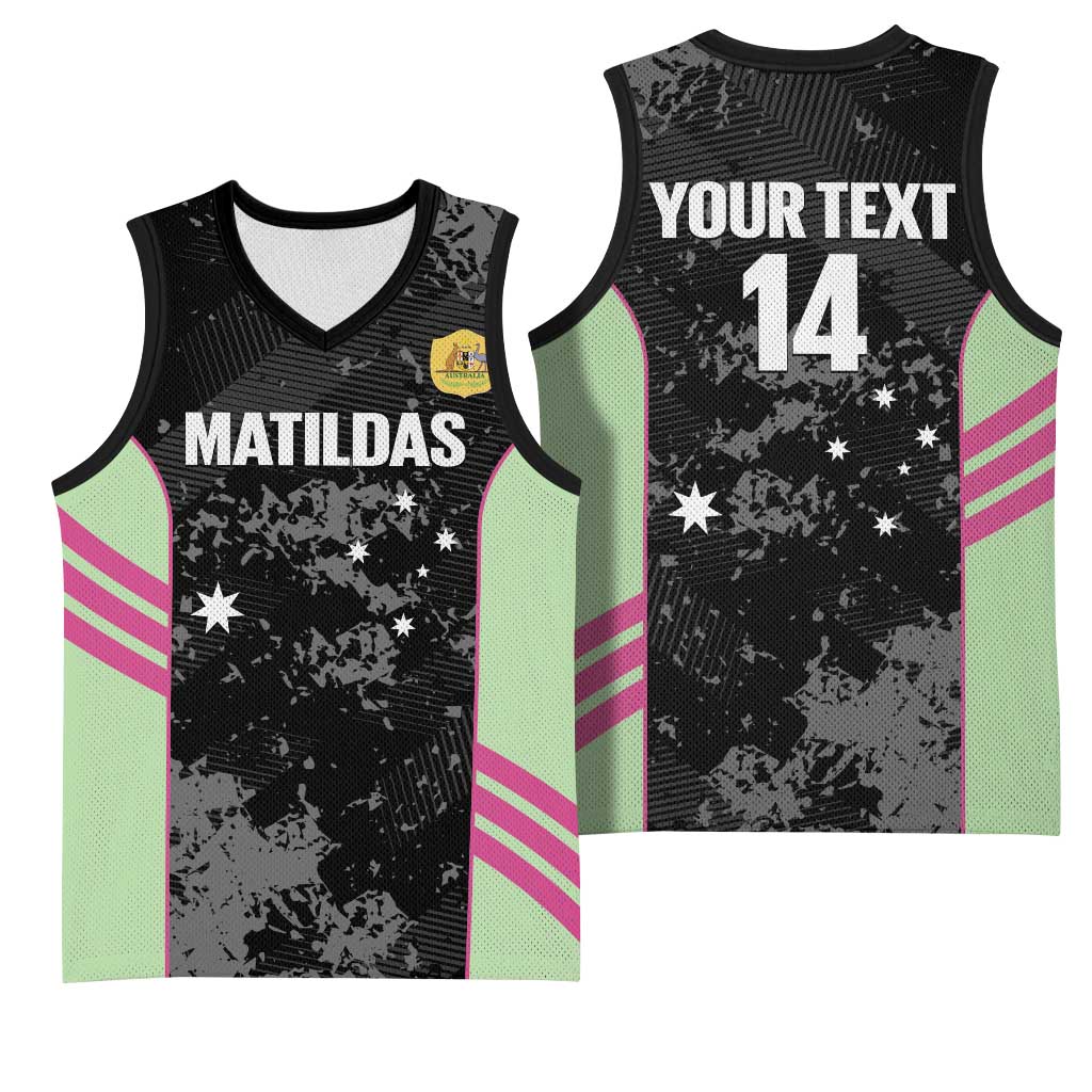 Custom Australia Matildas 2026 Basketball Jersey Come On Aussie Grunge Style