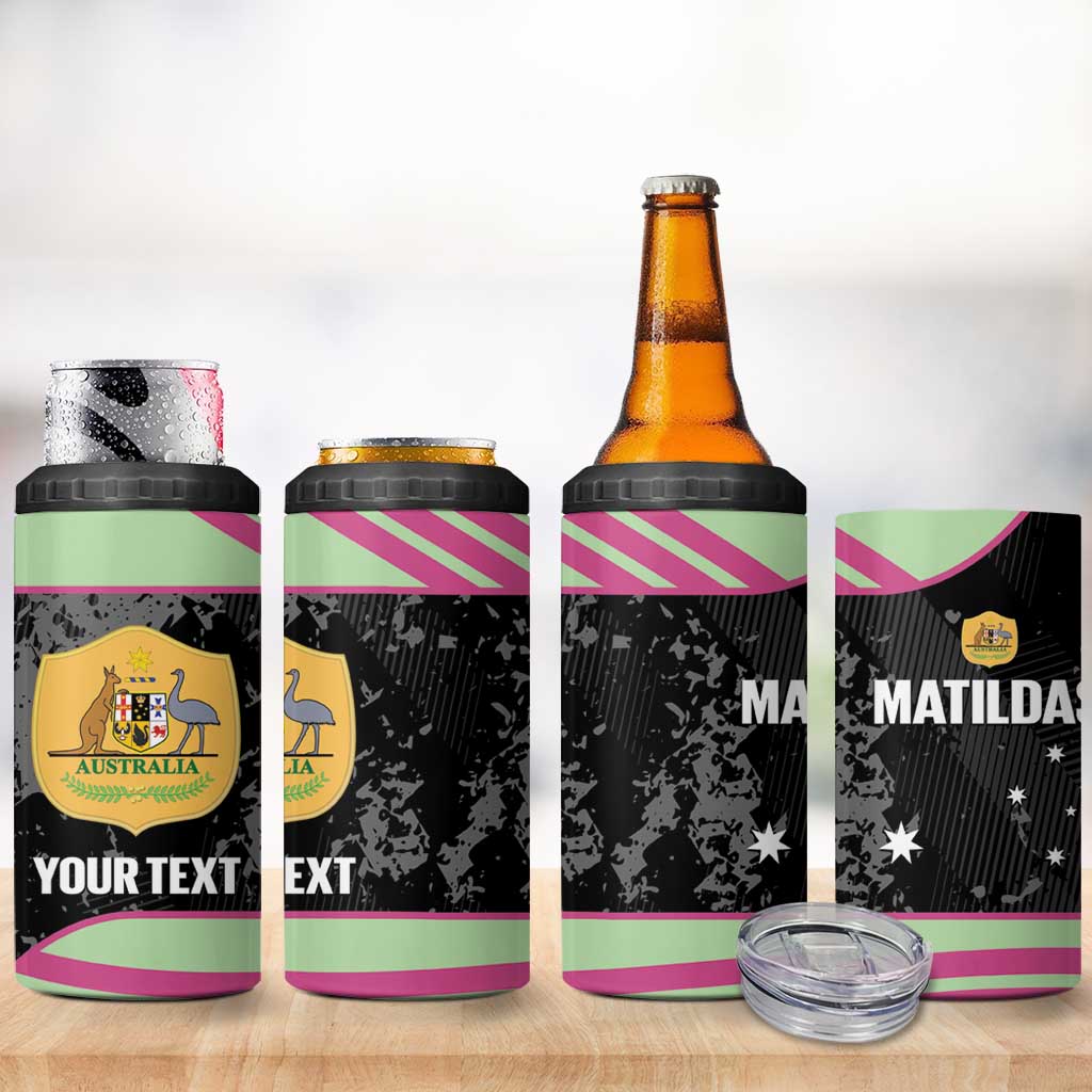 Custom Australia Matildas 2026 4 in 1 Can Cooler Tumbler Come On Aussie Grunge Style