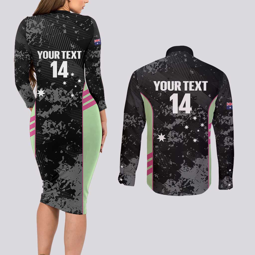 Custom Australia Matildas 2026 Couples Matching Long Sleeve Bodycon Dress and Long Sleeve Button Shirt Come On Aussie Grunge Style