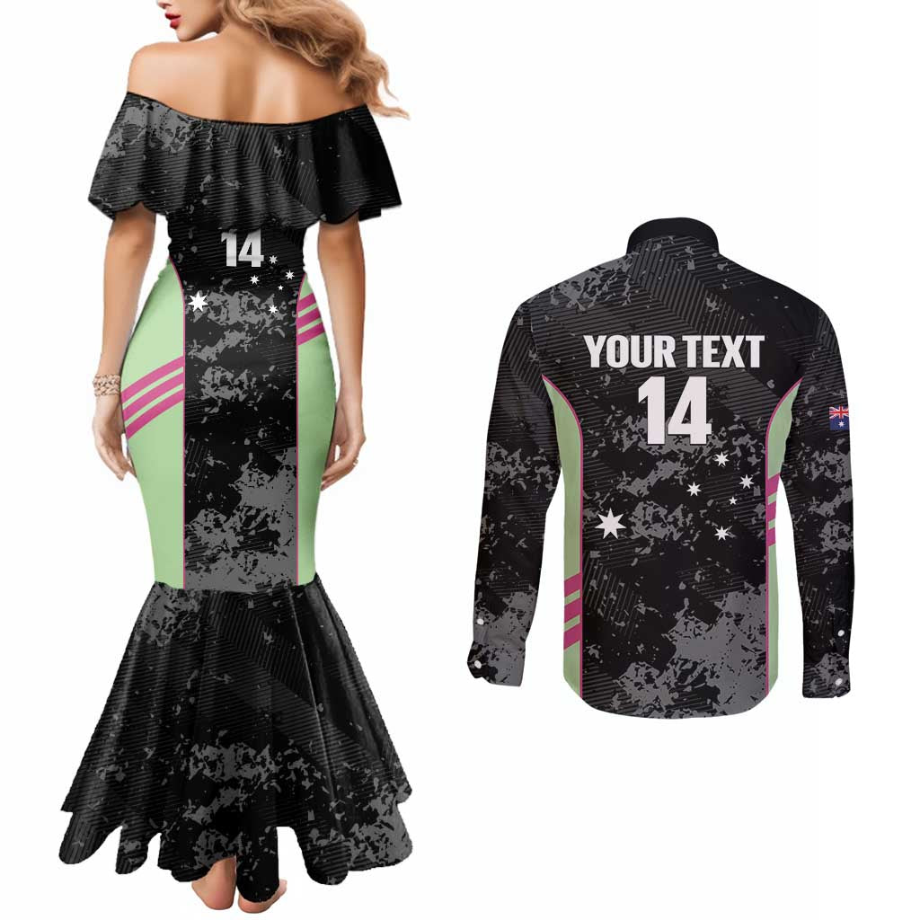 Custom Australia Matildas 2026 Couples Matching Mermaid Dress and Long Sleeve Button Shirt Come On Aussie Grunge Style