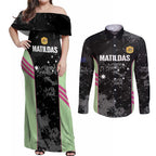 Custom Australia Matildas 2026 Couples Matching Off Shoulder Maxi Dress and Long Sleeve Button Shirt Come On Aussie Grunge Style