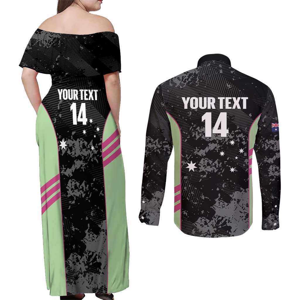 Custom Australia Matildas 2026 Couples Matching Off Shoulder Maxi Dress and Long Sleeve Button Shirt Come On Aussie Grunge Style
