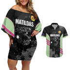 Custom Australia Matildas 2026 Couples Matching Off Shoulder Short Dress and Hawaiian Shirt Come On Aussie Grunge Style