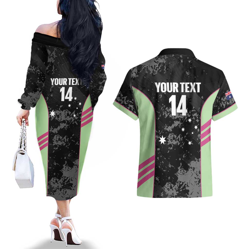 Custom Australia Matildas 2026 Couples Matching Off The Shoulder Long Sleeve Dress and Hawaiian Shirt Come On Aussie Grunge Style