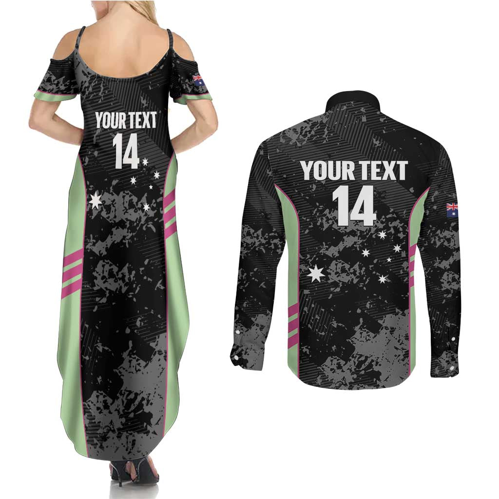 Custom Australia Matildas 2026 Couples Matching Summer Maxi Dress and Long Sleeve Button Shirt Come On Aussie Grunge Style