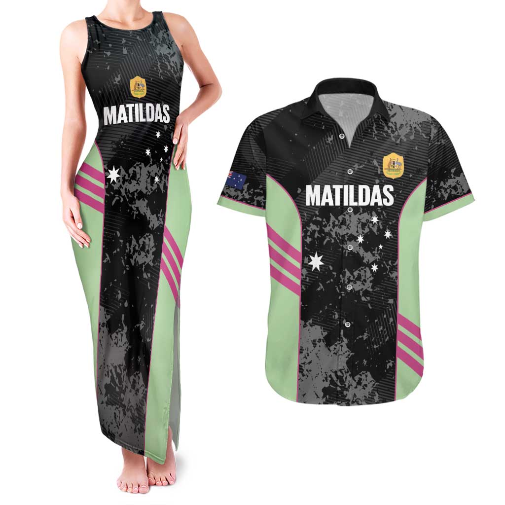 Custom Australia Matildas 2026 Couples Matching Tank Maxi Dress and Hawaiian Shirt Come On Aussie Grunge Style