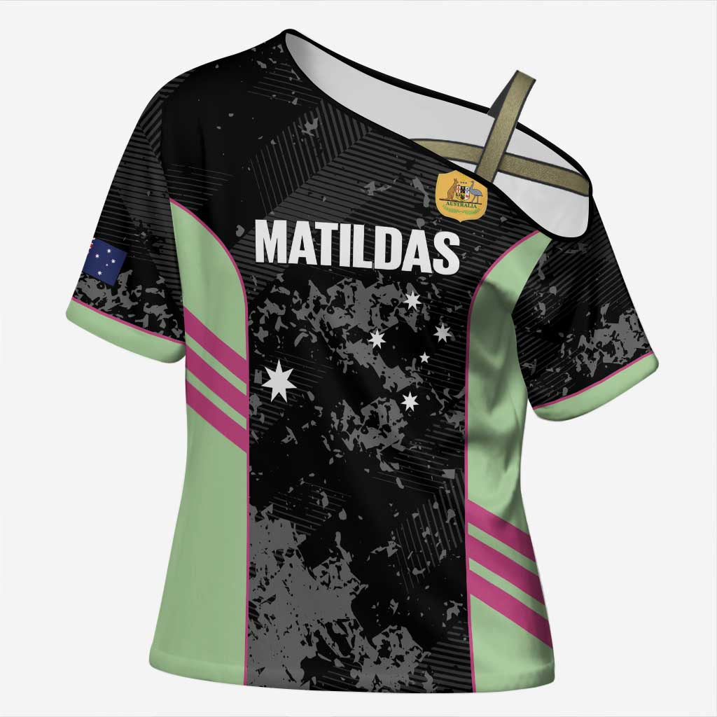 Custom Australia Matildas 2026 Cross Shoulder Shirt Come On Aussie Grunge Style