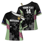 Custom Australia Matildas 2026 Cross Shoulder Shirt Come On Aussie Grunge Style