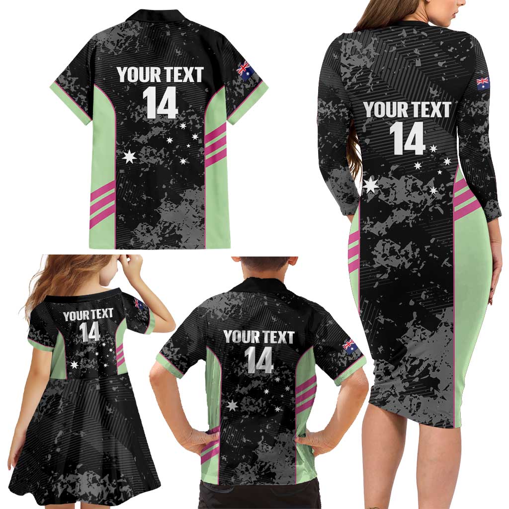 Custom Australia Matildas 2026 Family Matching Long Sleeve Bodycon Dress and Hawaiian Shirt Come On Aussie Grunge Style