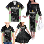 Custom Australia Matildas 2026 Family Matching Off The Shoulder Long Sleeve Dress and Hawaiian Shirt Come On Aussie Grunge Style