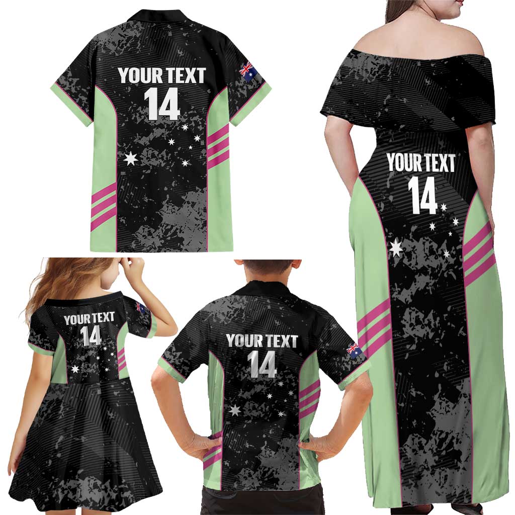 Custom Australia Matildas 2026 Family Matching Off Shoulder Maxi Dress and Hawaiian Shirt Come On Aussie Grunge Style