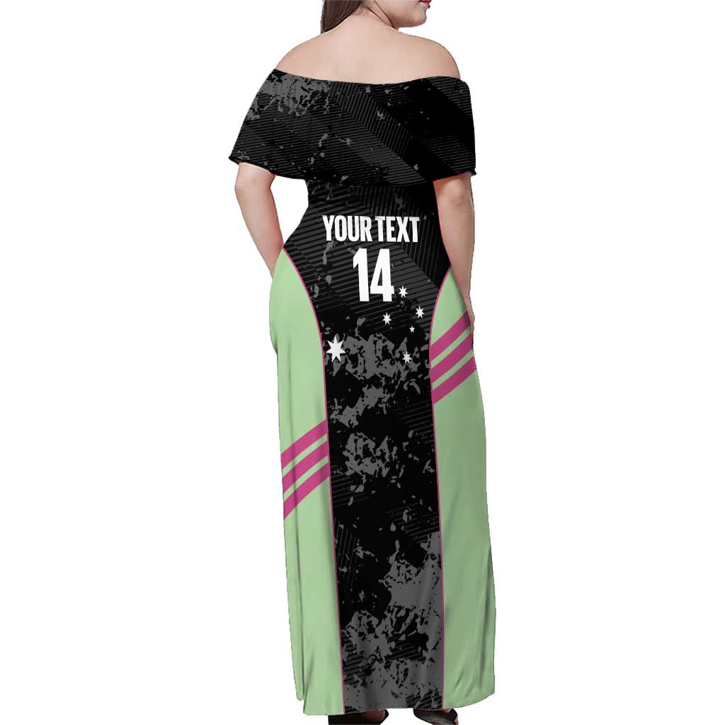 Custom Australia Matildas 2026 Family Matching Off Shoulder Maxi Dress and Hawaiian Shirt Come On Aussie Grunge Style