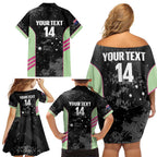 Custom Australia Matildas 2026 Family Matching Off Shoulder Short Dress and Hawaiian Shirt Come On Aussie Grunge Style