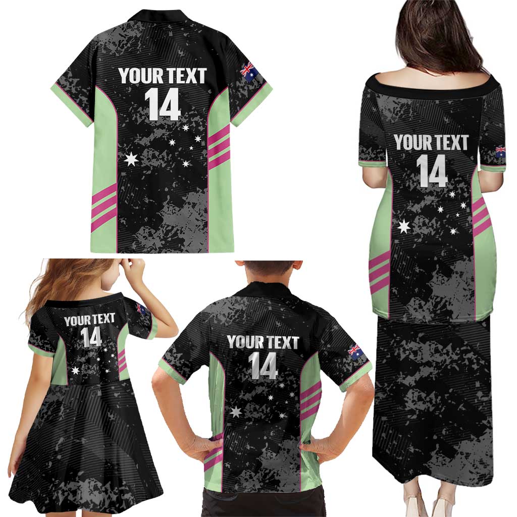 Custom Australia Matildas 2026 Family Matching Puletasi and Hawaiian Shirt Come On Aussie Grunge Style