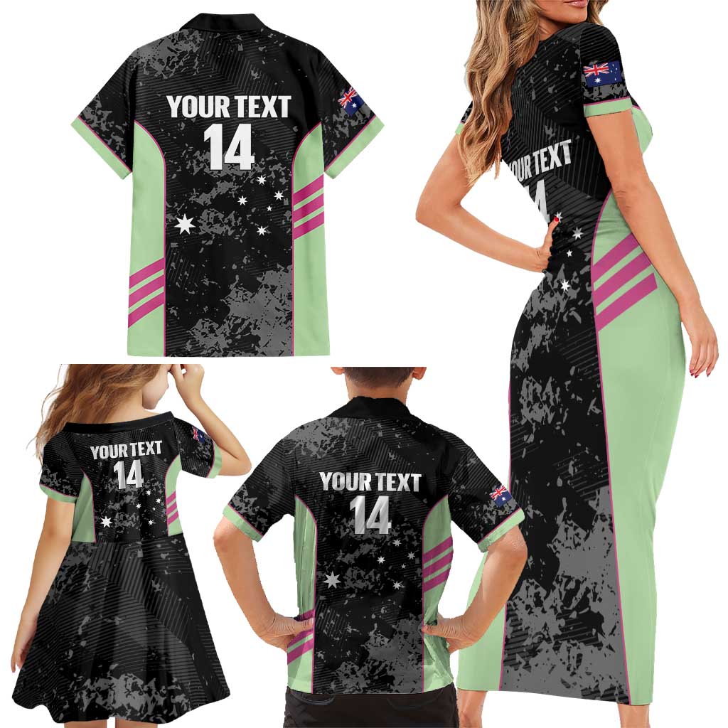 Custom Australia Matildas 2026 Family Matching Short Sleeve Bodycon Dress and Hawaiian Shirt Come On Aussie Grunge Style