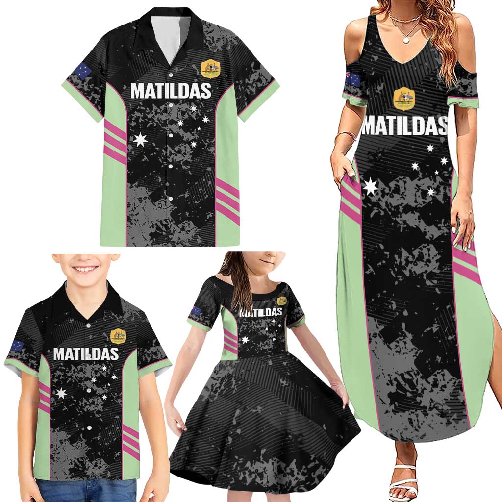 Custom Australia Matildas 2026 Family Matching Summer Maxi Dress and Hawaiian Shirt Come On Aussie Grunge Style