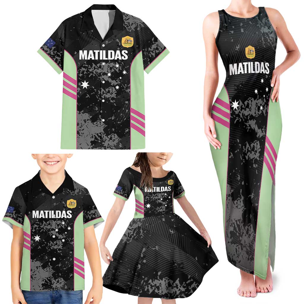 Custom Australia Matildas 2026 Family Matching Tank Maxi Dress and Hawaiian Shirt Come On Aussie Grunge Style