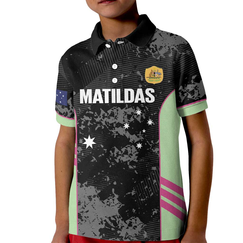 Custom Australia Matildas 2026 Kid Polo Shirt Come On Aussie Grunge Style